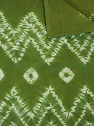 Green Ivory Hand Shibori Dyed Cotton Fabric Per Meter - F0916268
