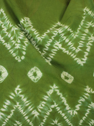 Green Ivory Hand Shibori Dyed Cotton Fabric Per Meter - F0916268