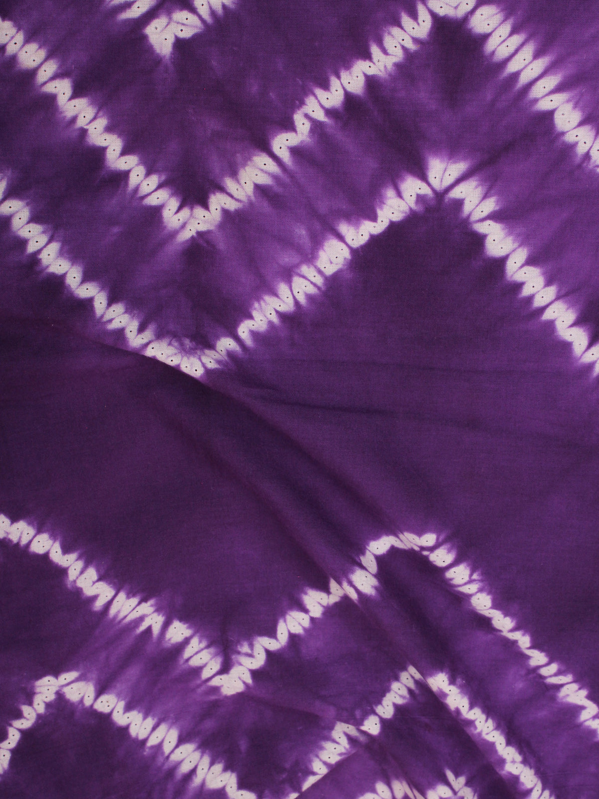 Purple Ivory Hand Shibori Dyed Cotton Fabric Per Meter - F0916294