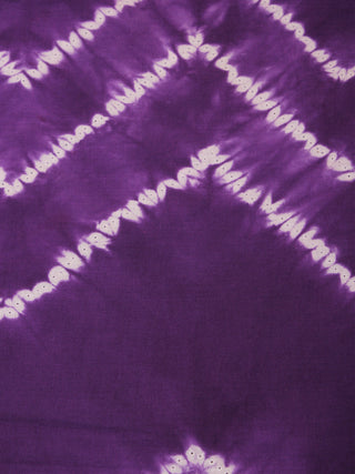 Purple Ivory Hand Shibori Dyed Cotton Fabric Per Meter - F0916294