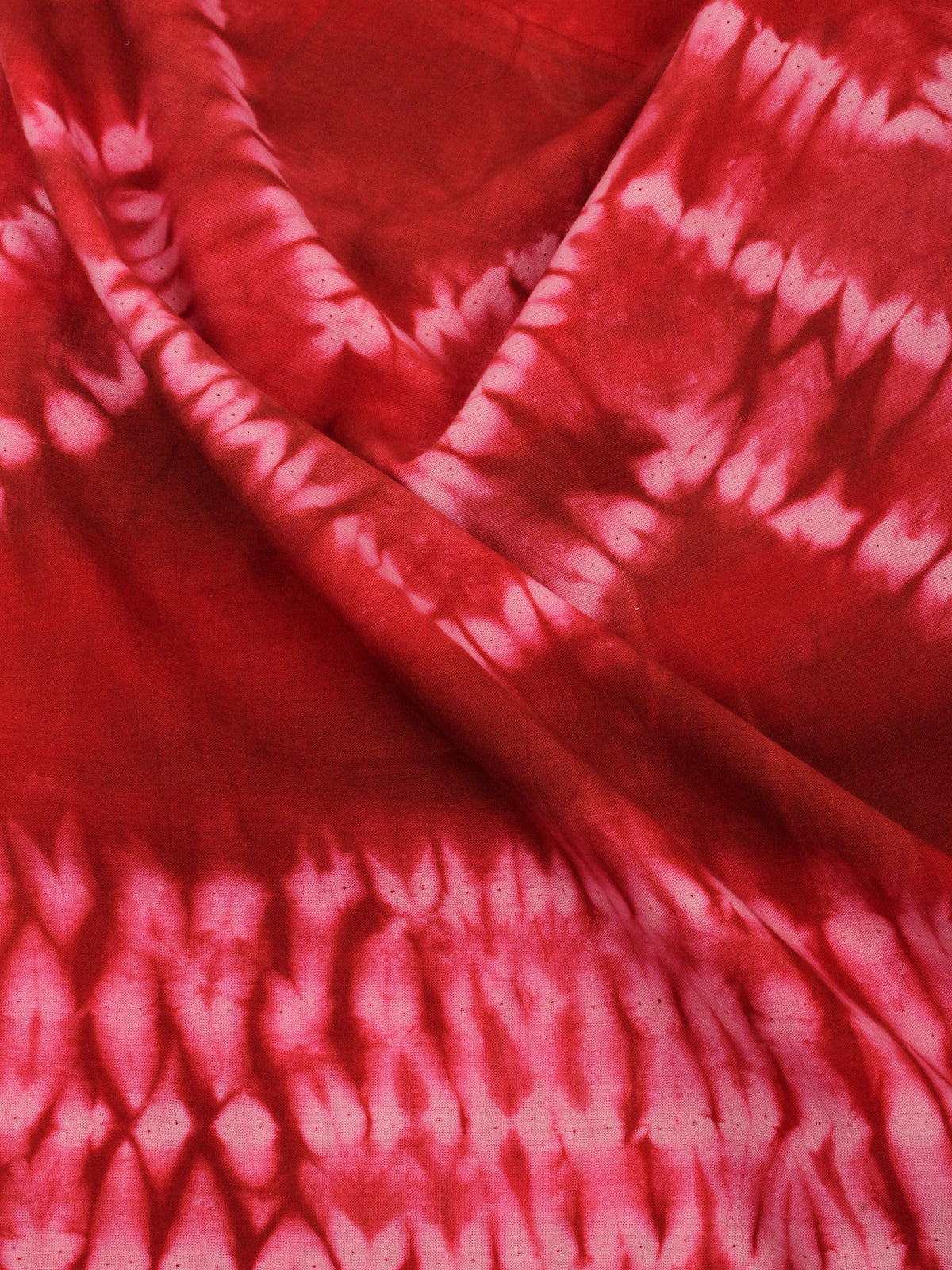Red White Hand Shibori Dyed Cotton Fabric Per Meter - F0916290