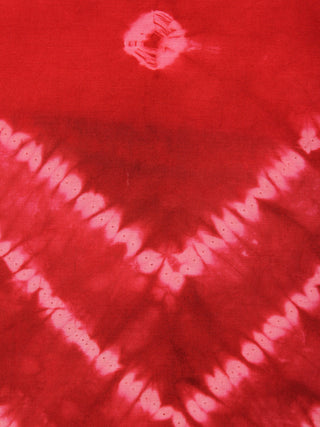 Red White Hand Shibori Dyed Cotton Fabric Per Meter - F0916289