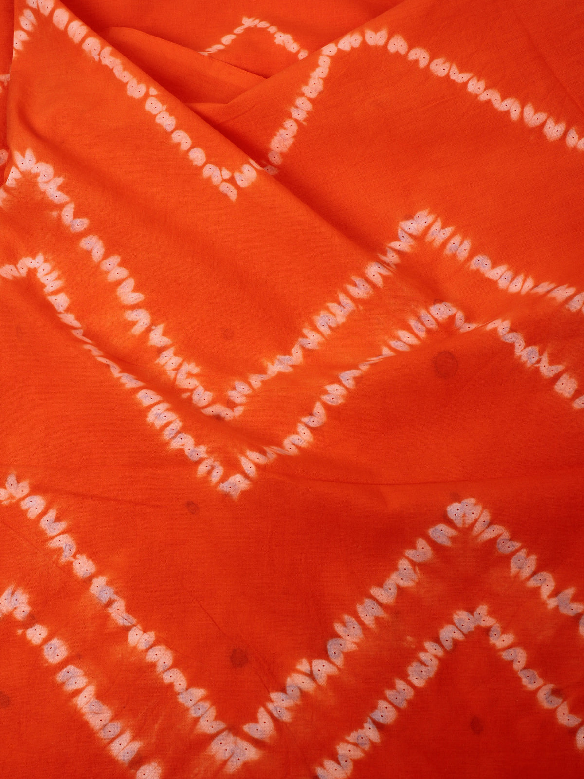 Orange Ivory Hand Shibori Dyed Cotton Fabric Per Meter - F0916286