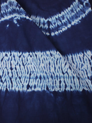 Indigo Ivory Hand Shibori Dyed Cotton Fabric Per Meter - F0916272