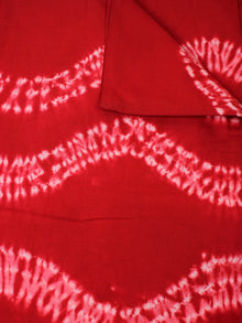 Red Ivory Hand Shibori Dyed Cotton Fabric Per Meter - F0916273