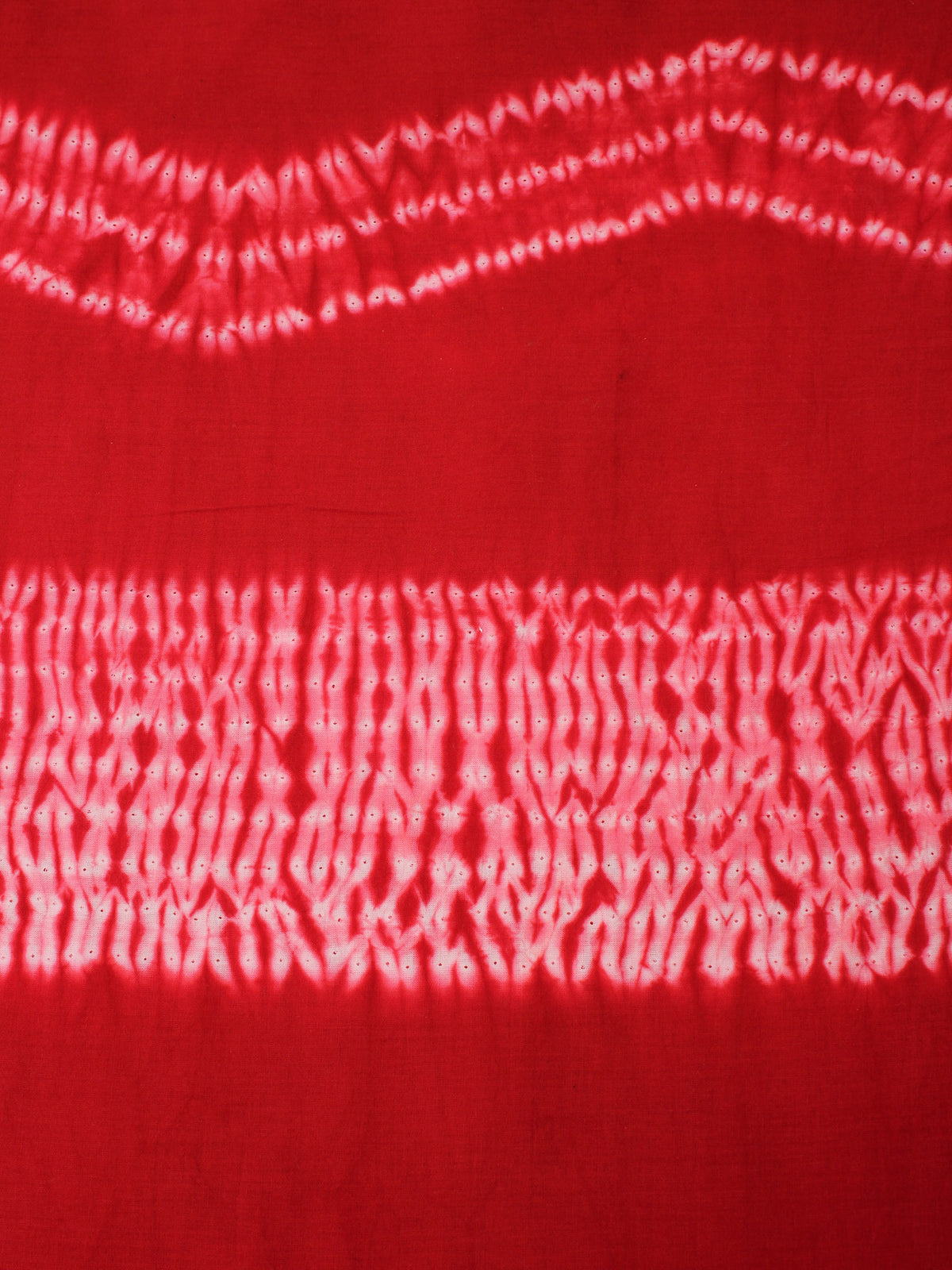 Red Ivory Hand Shibori Dyed Cotton Fabric Per Meter - F0916275