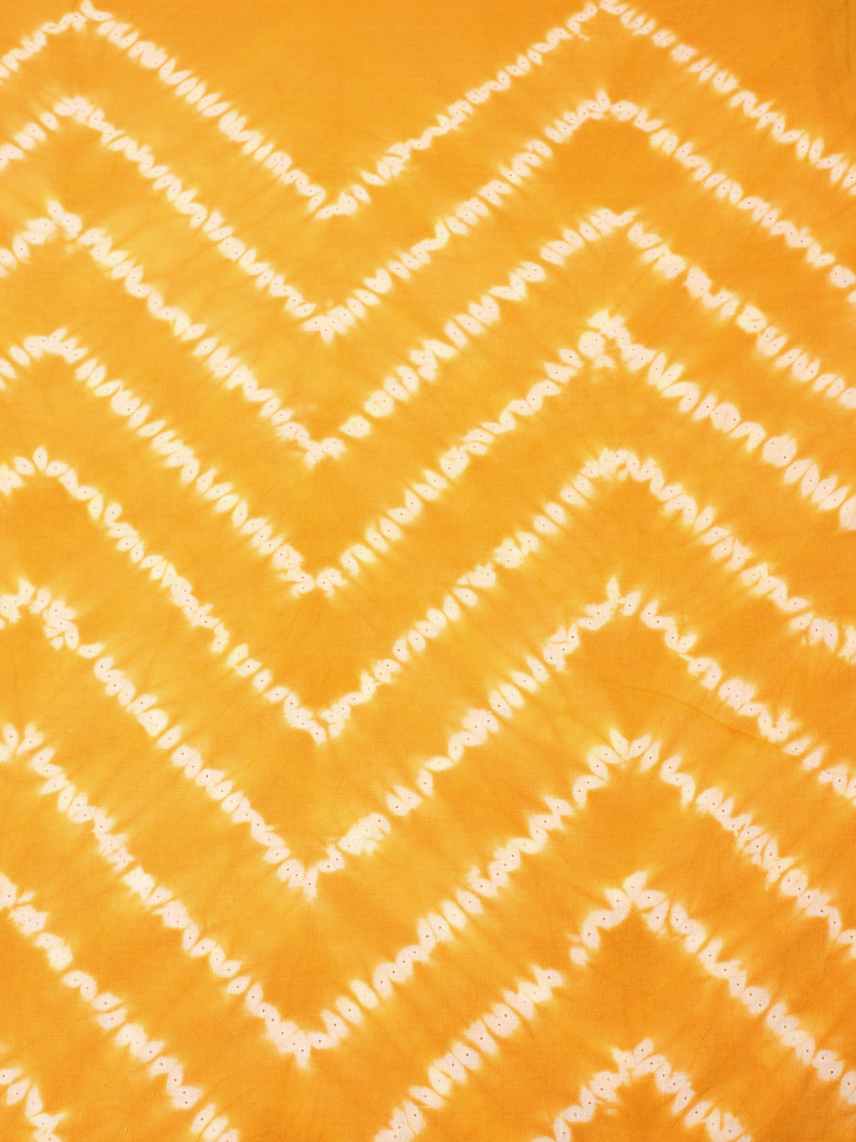 Yellow White Hand Shibori Dyed Cotton Fabric Per Meter - F0916277