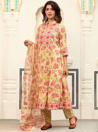 Jashn Anam Set Of Anarkali Kurta Pants Dupatta