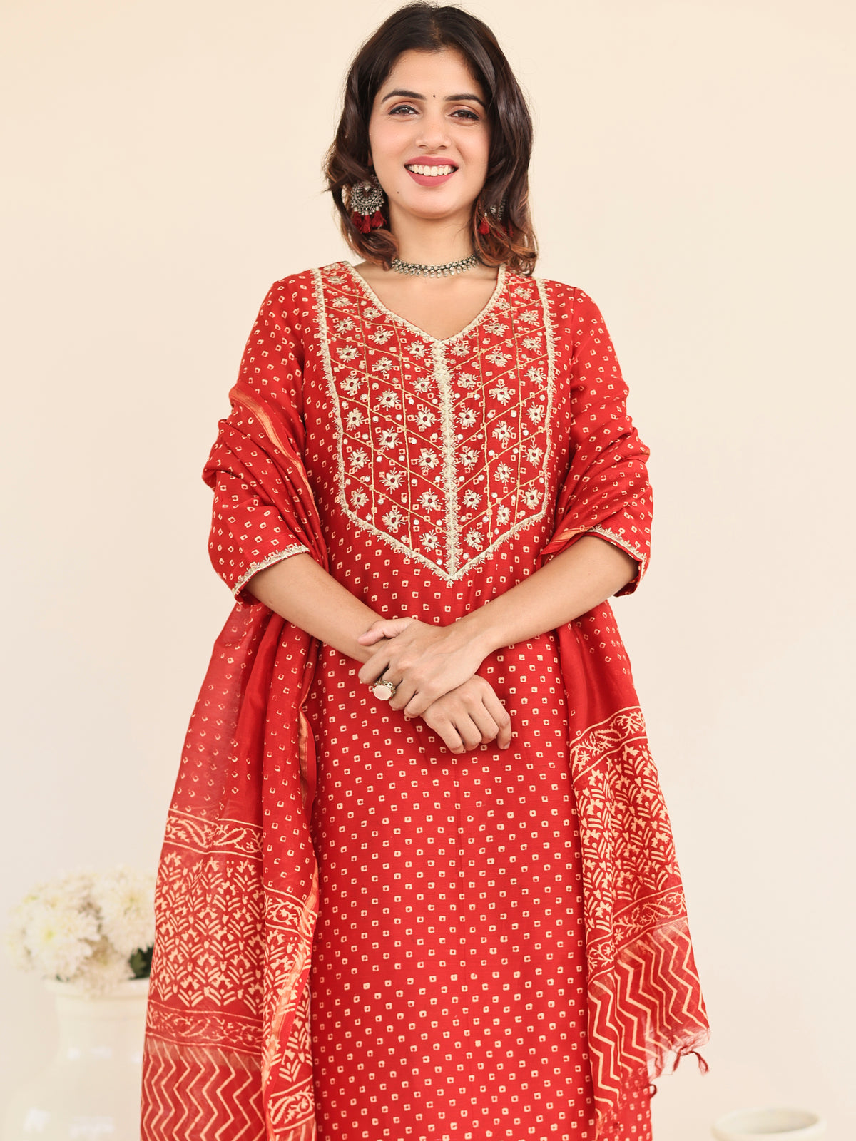 Utsav Sehra Set Of Chanderi Silk Kurta Pants Dupatta