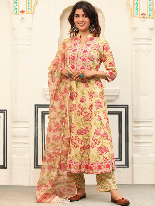 Jashn Anam Set Of Anarkali Kurta Pants Dupatta