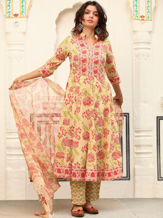 Jashn Anam Set Of Anarkali Kurta Pants Dupatta