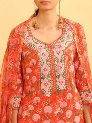 Utsav Shirat - Kurta Pants & Kota Doria Dupatta - KS63A2587D