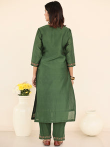 Utsav Zara Set Of Chanderi Silk Kurta Pants Dupatta