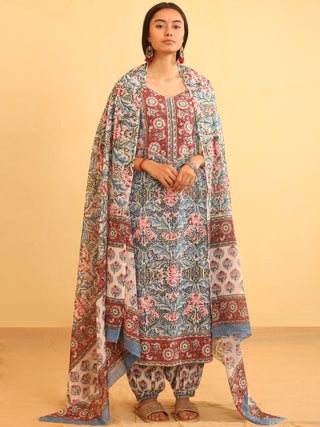 Utsav Sanaz - Set of Kurta Salwar Pants & Dupatta - KS47R2558D