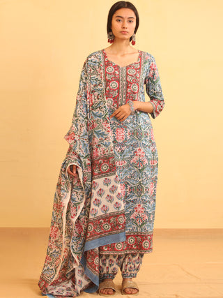 Utsav Sanaz - Set of Kurta Salwar Pants & Dupatta - KS47R2558D