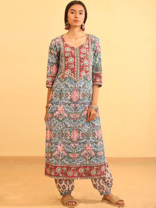 Utsav Sanaz - Set of Kurta Salwar Pants & Dupatta - KS47R2558D