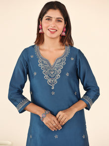 Utsav Sneha Set Of Chanderi Silk Kurta Pants Dupatta