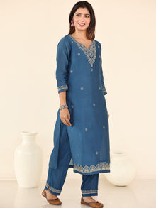 Utsav Sneha Set Of Chanderi Silk Kurta Pants Dupatta