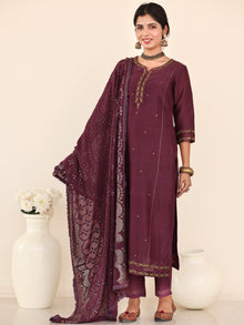 Utsav Raima Set Of Silk Kurta Pants Dupatta