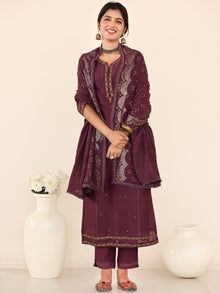Utsav Raima Set Of Silk Kurta Pants Dupatta