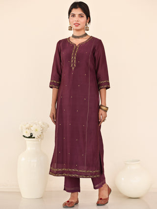 Utsav Raima Set Of Silk Kurta Pants Dupatta