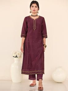 Utsav Raima Set Of Silk Kurta Pants Dupatta
