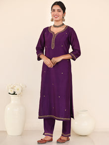 Utsav Aanya Set Of Chanderi Silk Kurta Pants Dupatta