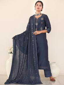 Utsav Kavya Set Of Chanderi Silk Kurta Pants Dupatta