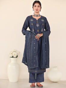 Utsav Kavya Set Of Chanderi Silk Kurta Pants Dupatta