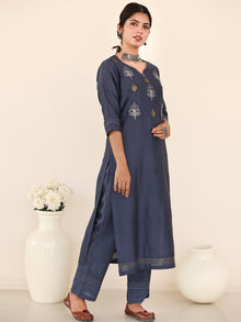 Utsav Kavya Set Of Chanderi Silk Kurta Pants Dupatta