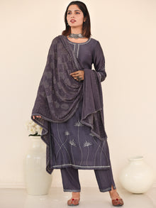 Utsav Misha Set Of Chanderi Silk Kurta Pants Dupatta