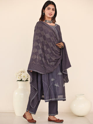 Utsav Misha Set Of Chanderi Silk Kurta Pants Dupatta