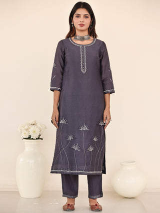 Utsav Misha Set Of Chanderi Silk Kurta Pants Dupatta