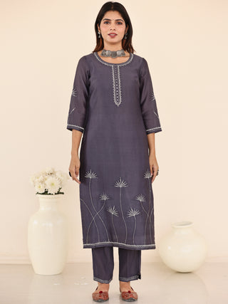 Utsav Misha Set Of Chanderi Silk Kurta Pants Dupatta