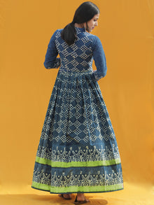 Naaz Rawza - Hand Block Printed Long Cotton Dress With Front Zip - DS82F002