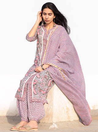 Nayab Paisley - Set of Kurta Salwar Pants & Dupatta - KS78H2536D