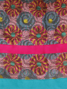 Pink Sea Green Yellow Magenta Hand Blocked Cotton Long Dress With Back Details - D136F778