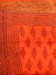 Coral Maroon Black Bagh Printed Maheshwari Cotton Saree - S031703342