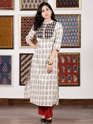 Ivory Black Rust Bagh Printed Kurta in Natural Colors - K105F1696