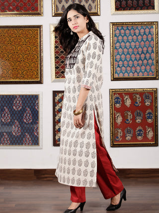 Ivory Black Rust Bagh Printed Kurta in Natural Colors - K105F1696