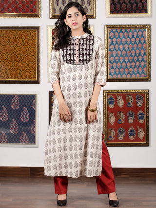 Ivory Black Rust Bagh Printed Kurta in Natural Colors - K105F1696