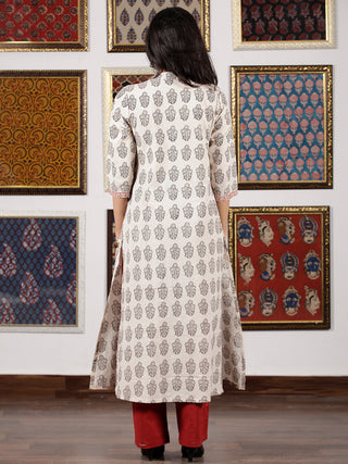Ivory Black Rust Bagh Printed Kurta in Natural Colors - K105F1696