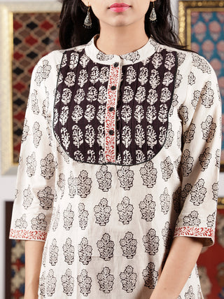 Ivory Black Rust Bagh Printed Kurta in Natural Colors - K105F1696