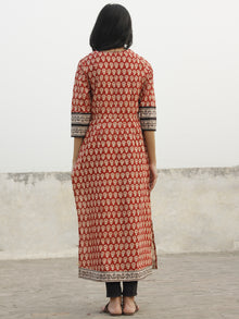 Red Beige Black Hand Block Printed Kurta - K29F001