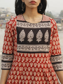 Red Beige Black Hand Block Printed Kurta - K29F001