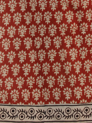 Red Beige Black Hand Block Printed Kurta - K29F001
