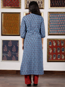 Blue Maroon Black Bagh Printed Kurta in Natural Colors - K105F1693
