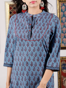 Blue Maroon Black Bagh Printed Kurta in Natural Colors - K105F1693