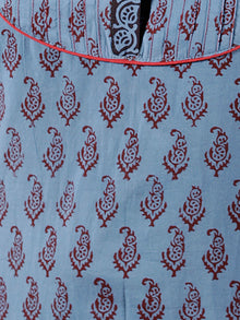 Blue Maroon Black Bagh Printed Kurta in Natural Colors - K105F1693