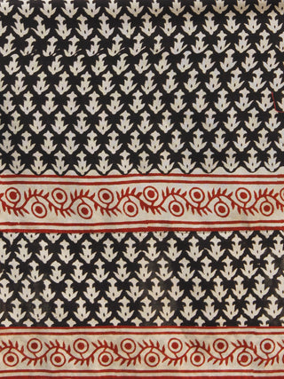 Black Beige Red Hand Block Printed Kurta With Stand Collar - K28F001